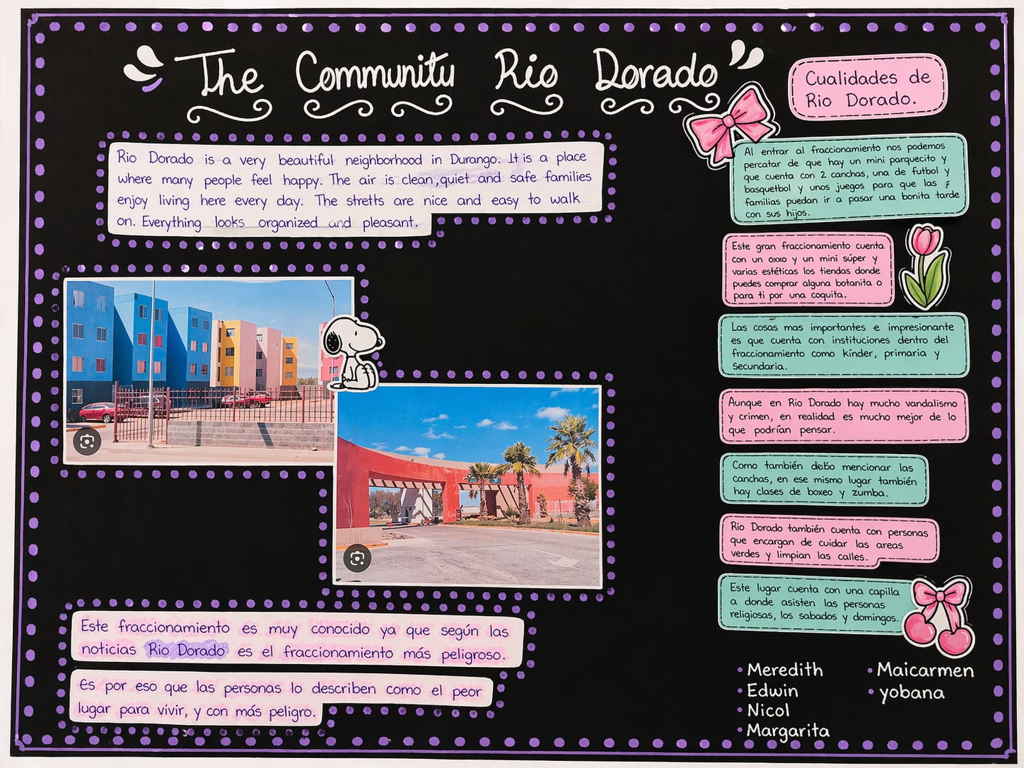 Trabajo escolar en inglés sobre Río Dorado